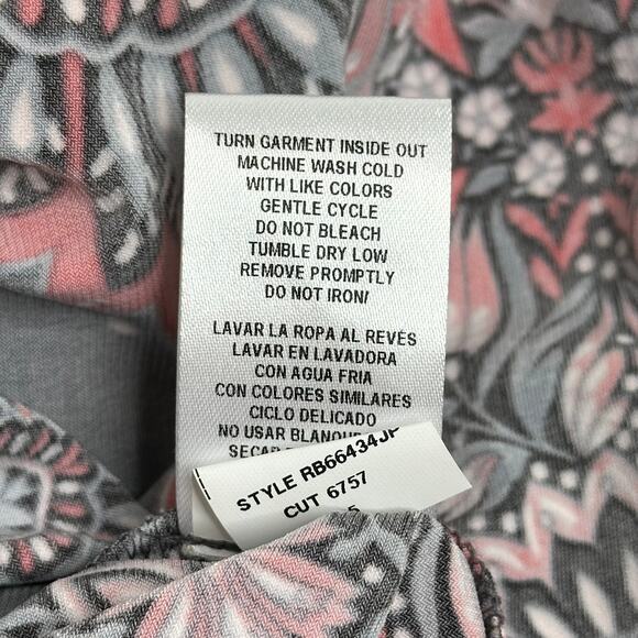 NWT Robbie Bee Gray Coral Floral Circles Faux Wrap Dress Womens Size Medium M - Picture 11 of 12